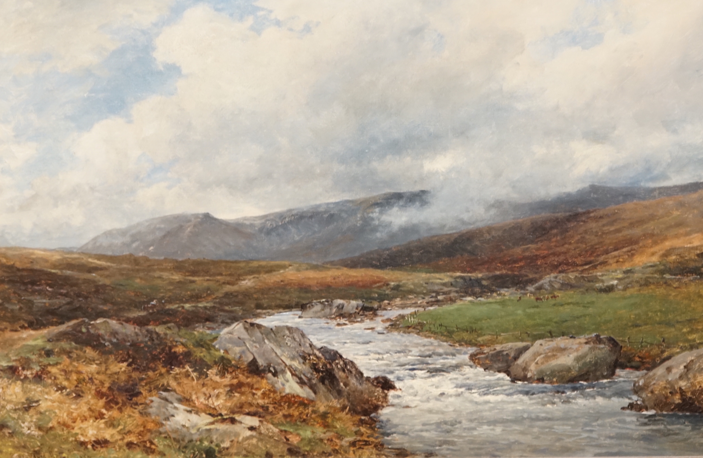 David Bates (1840-1921), oil on canvas, The Llugwy from the Old Road, Ogwen Valley, signed and dated 1897, 39 x 59cm